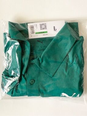 NWT Puma Teal Green Short-Sleeve Polo Size L